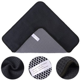 KinHwa Microfiber Dish Cloths for Washing Up Drying Towels Waffle Kitchen Cleaning Cloths with Poly Scour Side 12 Inch X 12 Inch 6pack Black