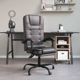 Matalde Massage Reclining Office Chair Gray Faux Leather