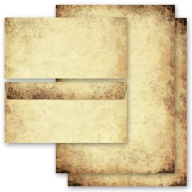 Letter Paper Set 40 Pieces Antique & History, Old Paper 20 Sheets Writing Paper + 20 Matching Envelopes DIN Long without Window Paper-Media