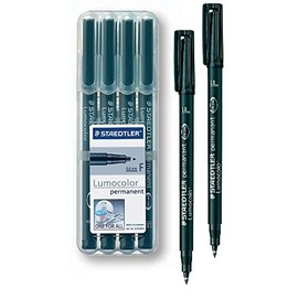 Staedtler Lumocolor 318-9WP6HZ Universal Pen F Tip Approx. 0.6 mm Permanent 4+2 Pieces in Standing Staedtler Box (4 Pens + 2 Single Pens) Black Permanent Fine