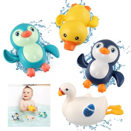 BelleStyle Baby Bath Toys, Swimming Pool Toy for Toddlers Kids, Floating Watering Bath Toys Wind Up Clockwork Bathtub Toy Game for Children Babies Boys Girls 1 2 3 4 Years Old - Penguin Swan Duck