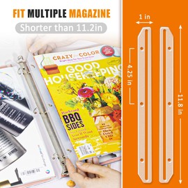 tutata 24Pcs 3 Hole Punched Magazine Holders, Magazine Organizer, 3 Ring Binder Insert Strips, Translucent White