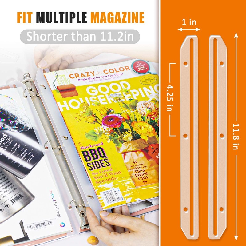 tutata 24Pcs 3 Hole Punched Magazine Holders, Magazine Organizer, 3