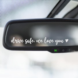 Hangwoous 3X Drive Safe We Love You Rearview Mirror Decal, Car Mirrors Sticker, Car Stickers For Women, I Love You Drive Safe Mirror Sticker