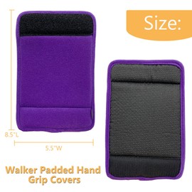 Universal Walker Padded Hand Grip Covers, Premium Medical Soft Cushion Memory Foam Core Padding, Wicking, Comfort, Washable, Purple