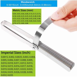 Feeler Gauge Set Steel Thickness Gauge 32 Blades, 0.04-0.88 mm (0.0015-0.035 Inch) Metric/Imperial, for Measuring Gap Width and Thickness for Guitar, Spark Plug, 3D Printer, Piston Measure.