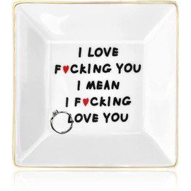 Leewe Funny Birthday Christmas Gifts for Women Ceramic Ring Dish Jewelry Tray Dresser Decoration Unique Gifts