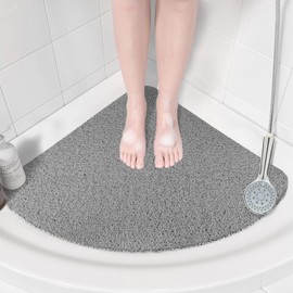 Corner Shower Mat Non Slip: Anti Mould Bath Mat - 60 x 60 cm Loofah Shower Mats for Inside Shower- Anti Slip Bath Mat for Inside Bath Grey Quadrant Shower Mat for Elderly Sector Quick Drying