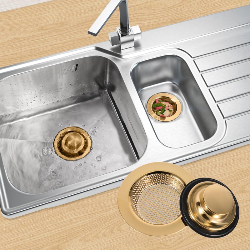 RQYEKDO Kitchen Sink Strainers Sink Stopper Kits, Stainless Steel Sink