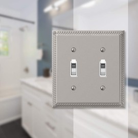 Amerelle Georgian Double Toggle Cast Metal Wallplate in Satin Nickel