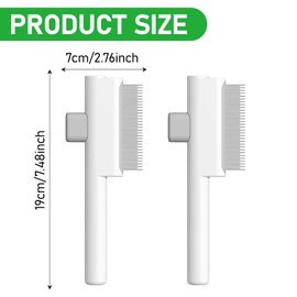2PCS Cat & Dog Flea Comb - Self-Cleaning Metal Pet Grooming Brush FleaComb For Cats FleaComb Mennyback Cat Brush For Short Haired & Cats Grooming Comb For Removing Fleas, Tangles & Loose Fur(White)