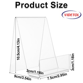 VIDETOL 16 Pcs Acrylic Book Stands for Display, Transparent Book Display Stand with Labels, Acrylic Bookshelf for Displaying Books, Music Sheets, Notebooks, Picture Albums and Artworks