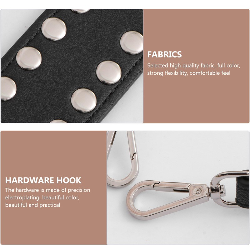 Wide Leather Bag Strap with Studded Cross Body Handbag Purse