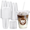Glotoch Plastic Iced Coffee Cups with Lids and Straws [100