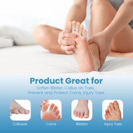 JKcare Transparent Pinky Toe Sleeves, Silicone Corn Cushions Pads, 12 Pack Little Toe Protectors for Corn, Blister and Injured Toenail Protection