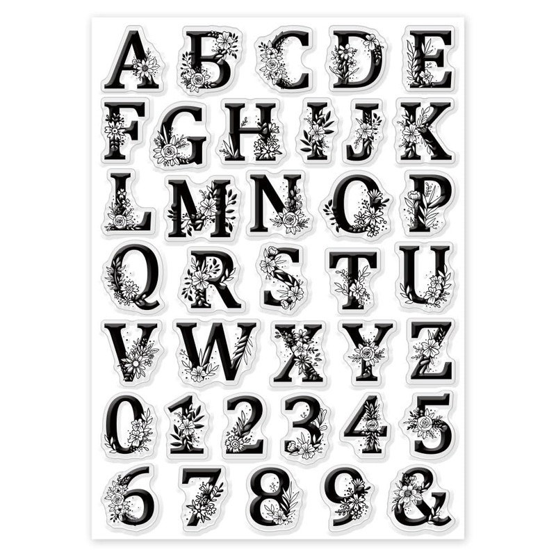 GLOBLELAND Letter and Number Clear Stamps for Card Making 8.3×5.8