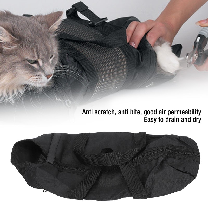 Cat Grooming Bag Scratch Resistant Multifunctional Breathable Pet Bathing Restraint