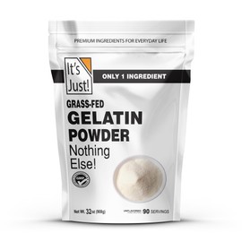 It's Just - 100% Gelatin Powder (2lb) Unflavored, Heavy Metal Tested, Grass-Fed Bovine (Beef) Source, Non-GMO, Keto Friendy, Perfect for Marshmallows, Gummies, Desserts, 32oz