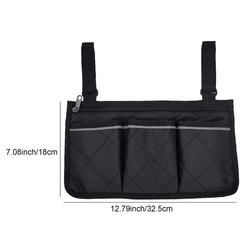 Wheelchair Side Bag, Waterproof Wheelchair Armrest Pouch Bag Organizer Pocket