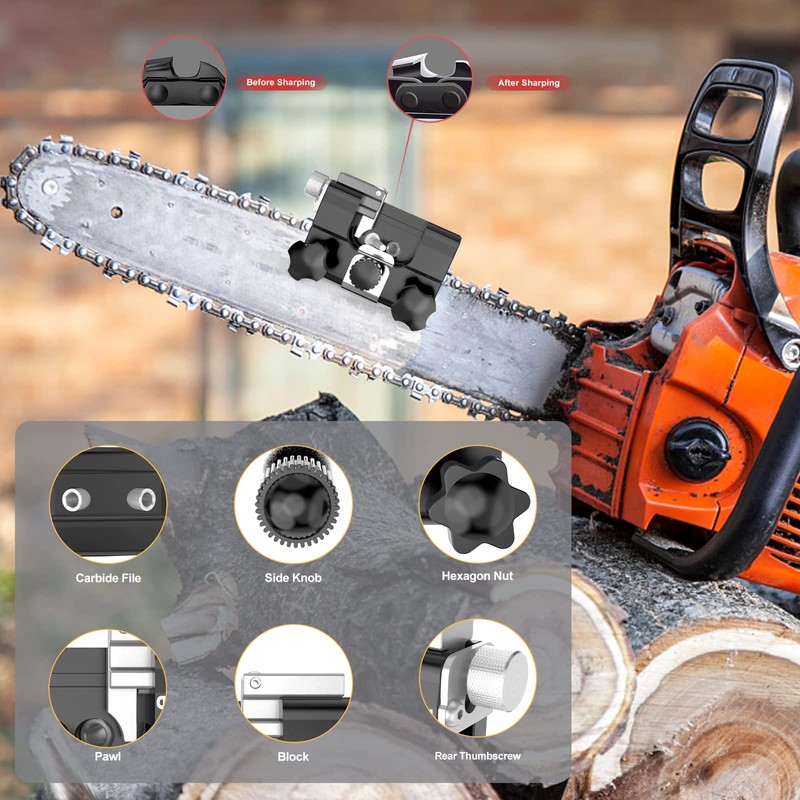 SMEIWANR Chainsaw Sharpening Jig, Hand Cranked Chainsaw Sharpening with 4.0