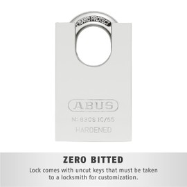 ABUS 83CS/55-300 Schlage Rekeyable Chrome Plated Brass Padlock, Zero Bitted