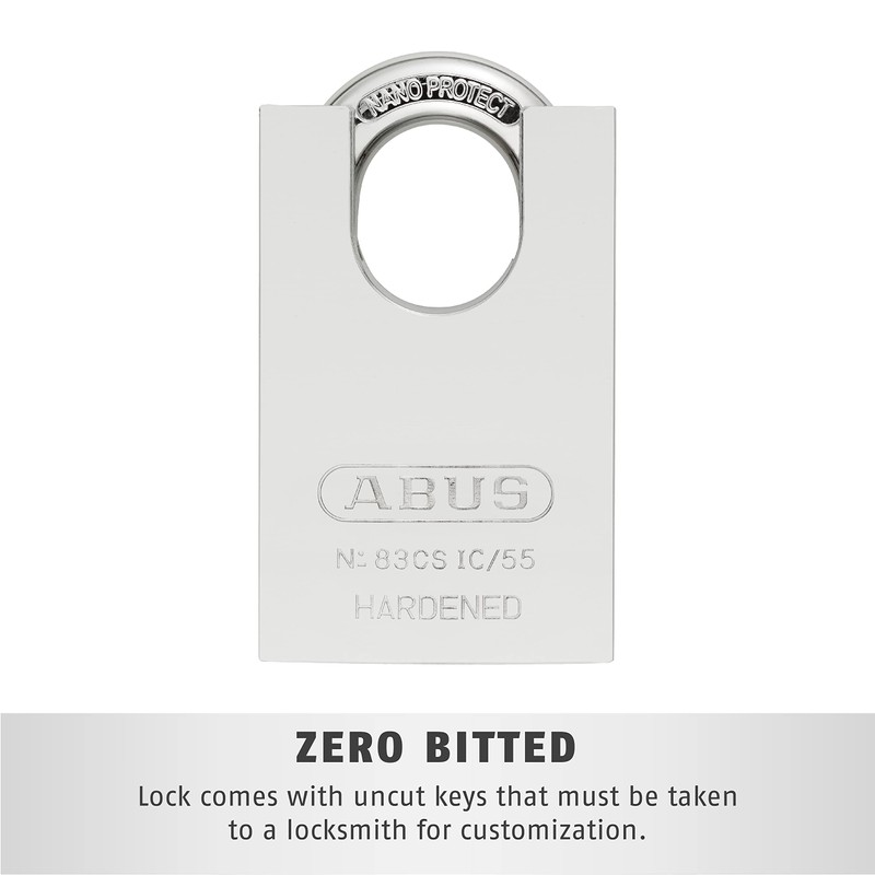 ABUS 83CS/55-300 Schlage Rekeyable Chrome Plated Brass Padlock, Zero Bitted