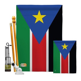 Americana Home & Garden FK140263-BO South Sudan World Nationality Decorative Vertical Kit, House & Garden Flags Set w/Flagpole, Multi-Color