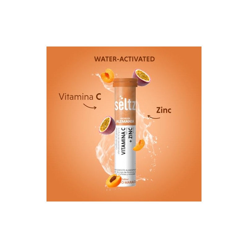 Seltz Tableta Efervescente Vitamina C + Zinc 300 mg Durazno