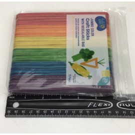 HELLO HOBBY QTY 75 JUMBO COLORED WOODEN CRAFT STICKS 6" X 3/4" NEW FREE SHIPPING