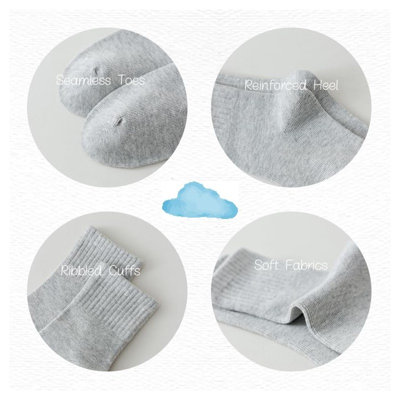 Kids White Seamless Socks Cotton Crew Socks School Ankle Socks