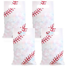 Kolldenn 150pcs Baseball Gift Bags with Handle Baseball Candy Goodie Bags for Treat Snack Cellophane Team Sport Theme Party Favor for Birthday Gift Decoration Sports Events Supplies
