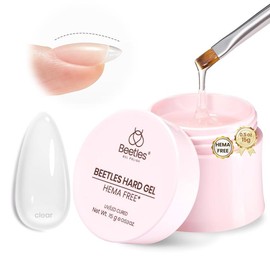 Beetles HEMA-Free Hard Gel for Nails, 9 in 1 Clear Hard Gel for Nail Extension & Strengthening Broken Repair UV LED Lamp Cured Salon for Professional Nail Techs Women:_0.5 oz Pink Glitter