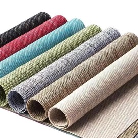 Placemats Heat Insulation Eco- Friendly Dining Table Mats Washable PVC Woven Placemat | Greg's Design (Red Silver)