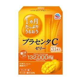 Earth Seiyaku 1 Month Plentiful Moisturizing Collagen Jelly with Placenta C and Mango Flavor 10g x 31 pieces Placenta Jelly Beauty Jelly Collagen