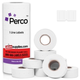 Perco Perco 1 Line White Labels - 8 Rolls, 1 Sleeve, 8,000 Blank Price and Date Gun Labels for Perco 1 Line Price and Date Guns - Made in USA