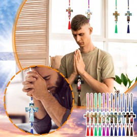 JenPen Saints Cross Diamond Painting Ornaments for Car Mirror Christian Religious Holy Figures Diamond Art Kit for Adult Double Sided Painting Hanging Ornament Crystal Gem Garden Decoration Paint DIY