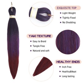Beyond Beauty Braiding Hair pre stretched, Braids Synthetic Fiber Ombre Yaki Texture, Natural Easy Twist Braids Crochet Hair Hot Water Setting hair extensions