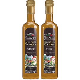 Tuscanini Italian Organic Unfiltered Apple Cider Vinegar with the Mother, 16.9oz (2 Pack) Premium Italian Quality, Certified Kosher