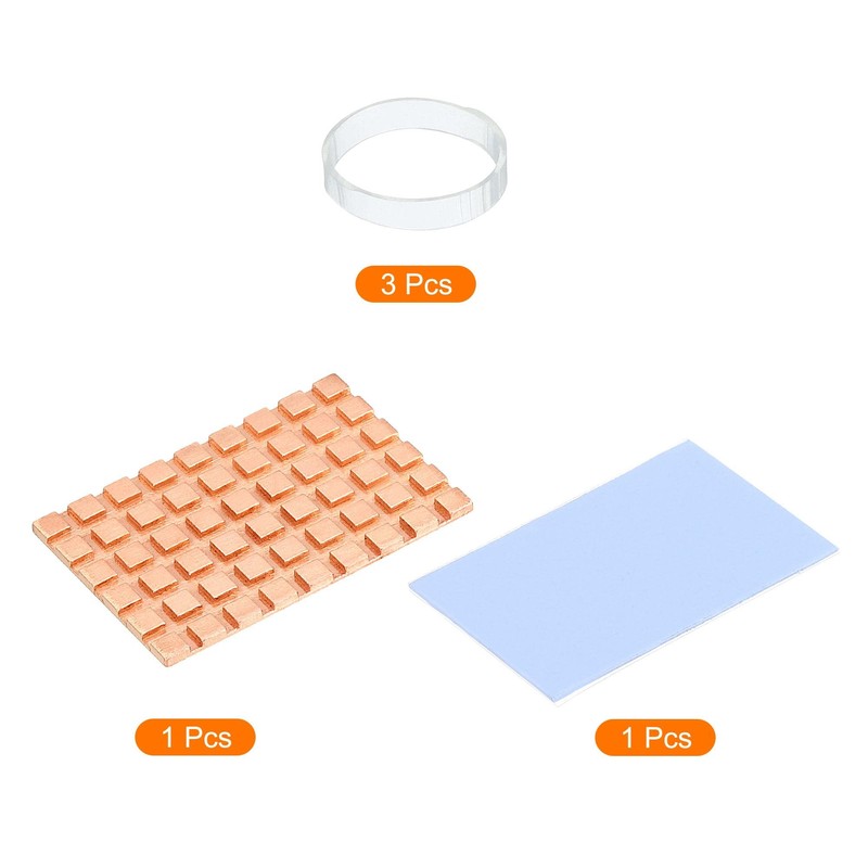 sourcing map Copper Heatsink with Conductive Thermal Pads for Solid