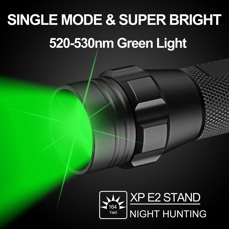 FandyFire Green Light Flashlight, LED Green Hunting Light, 520-530nm Green