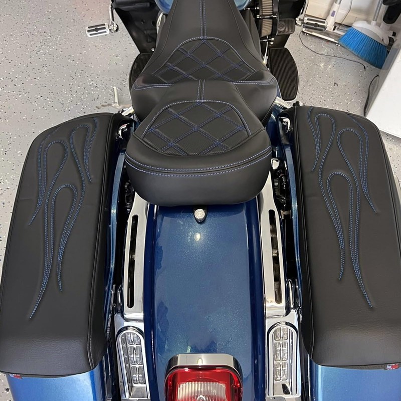 TDZ MOTO 2014-2023 Blue Premium Flame Hard Saddle Bag Lid