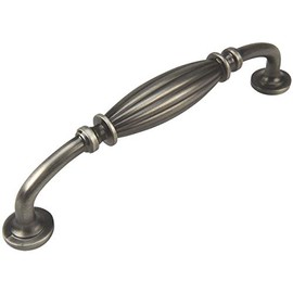 Cosmas 10 Pack 7120AS Antique Silver Country Style Cabinet Hardware Ribbed Handle Pull - 5" Inch (128mm) Hole Centers