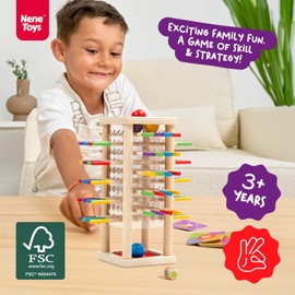 Nene Toys Ballfall Montessori Toy from 3 Years - Educational Board Game with Colourful Sticks, Dice & Cards - Little Ballfall