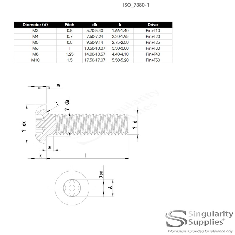 M8 (8mm x 12mm) Hex Socket Button Machine Screw (Bolt)