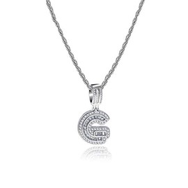 MiniJewelry G Initial Letter Name Alphabet Necklace Silver Crystal Clear CZ Personalize Jewellery Women Daughter Grandma Mum Mothers Day