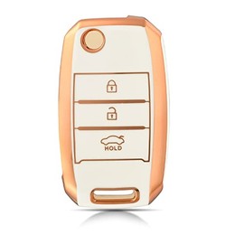 OFFCURVE Funda para Llavero de Kia TPU Suave con 3 Botones,Funda Protectora para Kia Sportage Rio Sorento Carens Optima Soul Picanto Forte Cerato Ceed