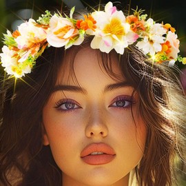 Evivin Pride Light Up Floral Headband LED Rave Rainbow Festival Headpiece Glow Wedding accessories for Women (Yellow, One Size)