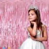 4 Pack Pink Foil Fringe Curtain Backdrop, 3.2Ft x 9.8Ft