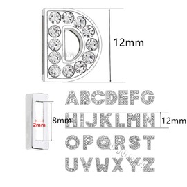 ZHU YU CHUN 130pcs A-Z Full Rhinestones Charms 8mm Slide Alphabet Crystal Letters for DIY Slide Wristbands Bracelets,Hair Clips,Jewelry Making Charms,Silver 130PCS