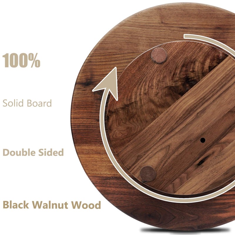 MAGIGO 18 Inches Black Walnut Wood Lazy Susan, Solid Wooden